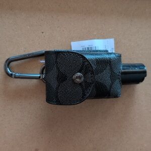 Coach Hand Sanitizer Holder In Signature Canvas aka Bag Charm Keychain